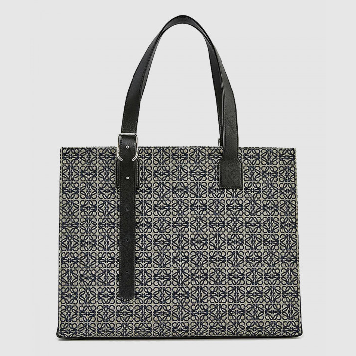 로에베 버클 호리즌탈 토트 백 - 카프스킨 & 애너그램 자카드