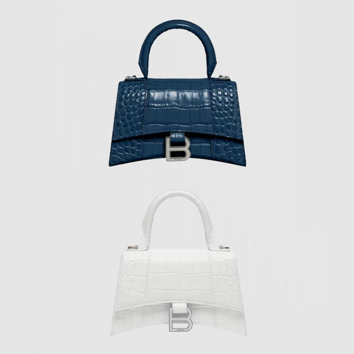발렌시아가 아워글래스 XS 크로커다일 엠보싱 핸드백592833