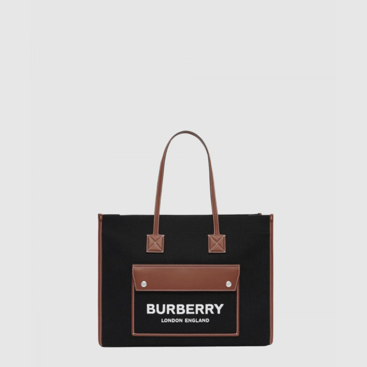 버버리 캔버스 레더프레야 토트백 80557471