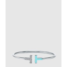 다이아몬드 및 터쿼이즈 와이어 브레이슬릿