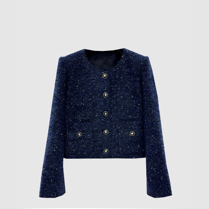 로고 니트 코트