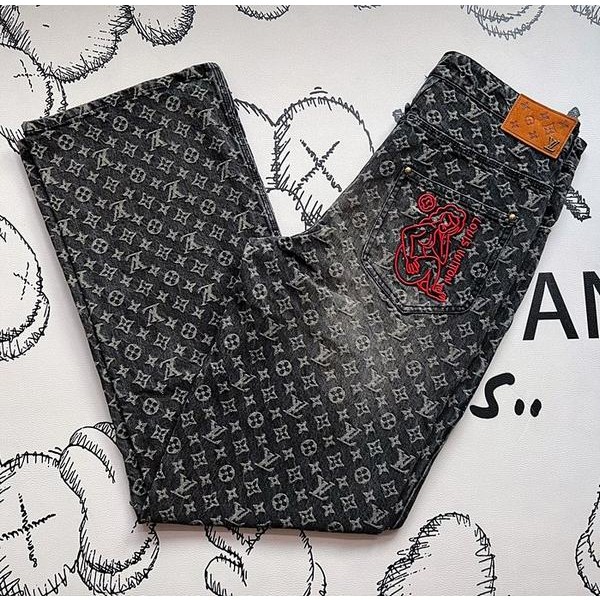 루이비통 lv 모노그램 자카드 데님팬츠 청바지