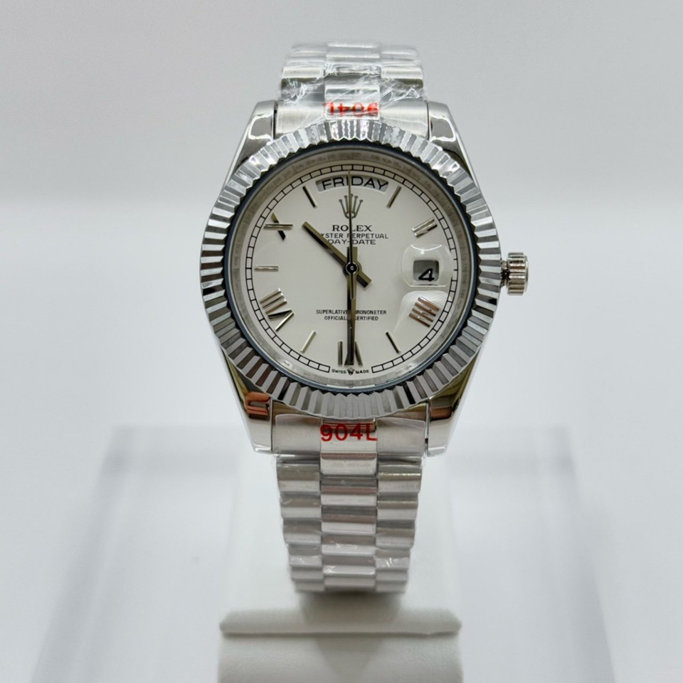 로렉스 데이데이트 스틸 흰판 로마 남성 시계