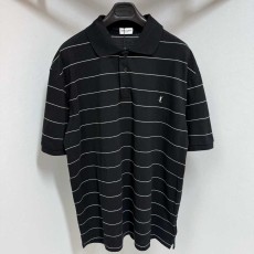 생로랑 2025 ysl 스티치 스트라이프 폴로 카라 반팔 티셔츠