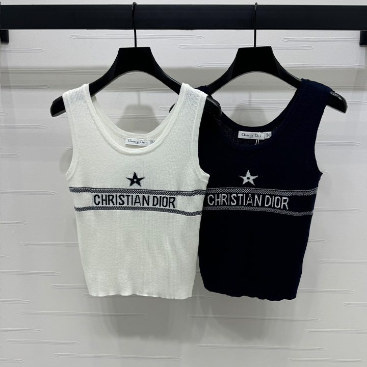 디올 로고 니트 조끼