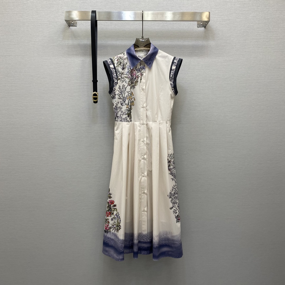 디올 헤비듀티 포지셔닝 프린팅 플라잉 슬리브 디자인 원피스(벨트포함)