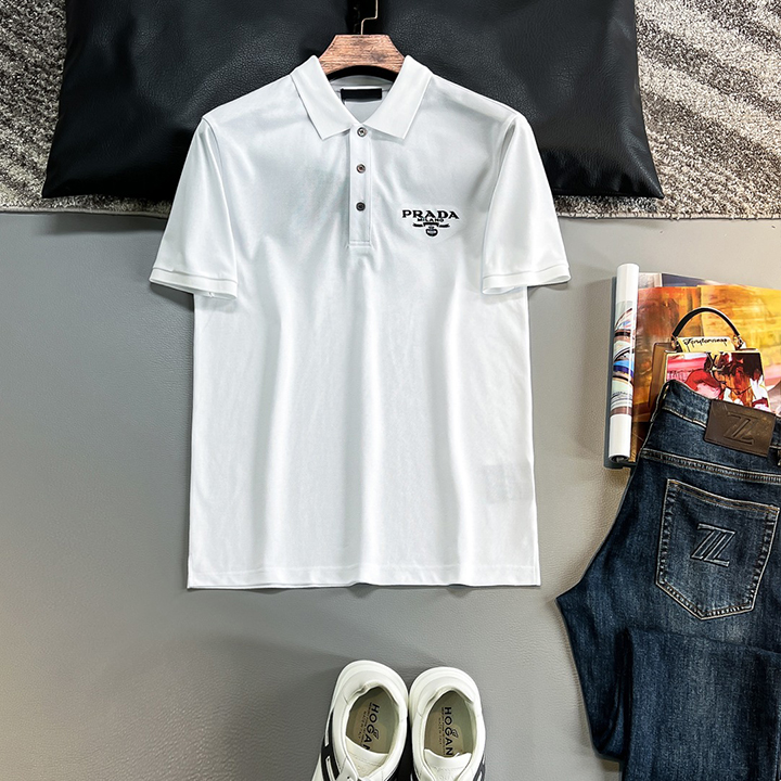 프라다 로고 반팔 티셔츠