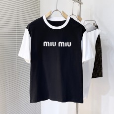 미우미우 로고 텐셀 반팔 티셔츠