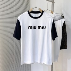 미우미우 로고 텐셀 반팔 티셔츠