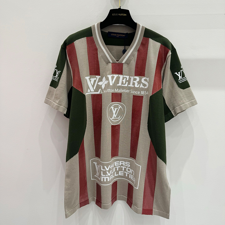 루이비통 축구 테마 문자 색상 매칭 반팔 셔츠