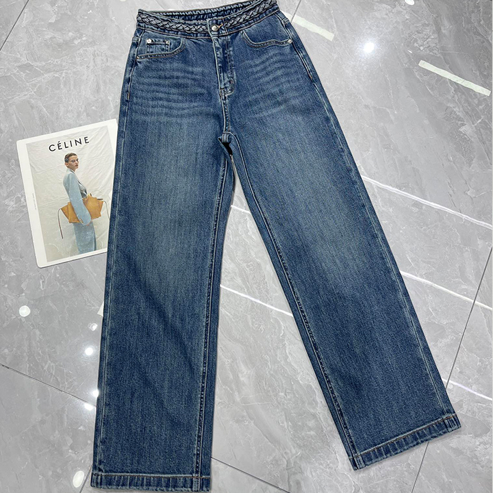 샤넬 브레이디드 와이드 레그 청바지