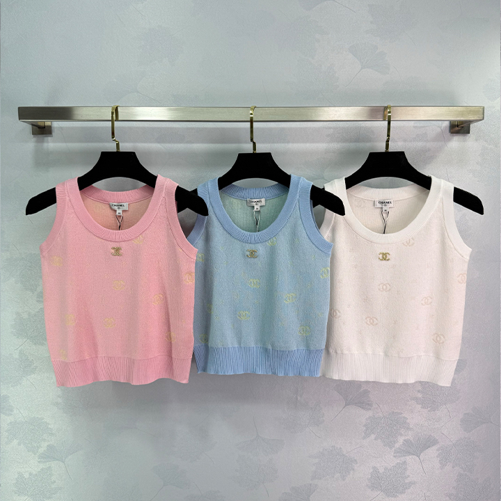 샤넬 자카드 장식 니트 조끼