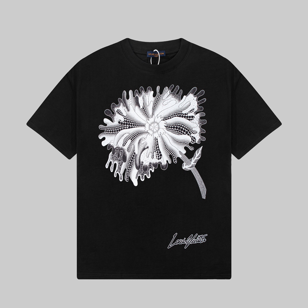 루이비통 남녀공용 플라워 프린트 반팔 티셔츠
