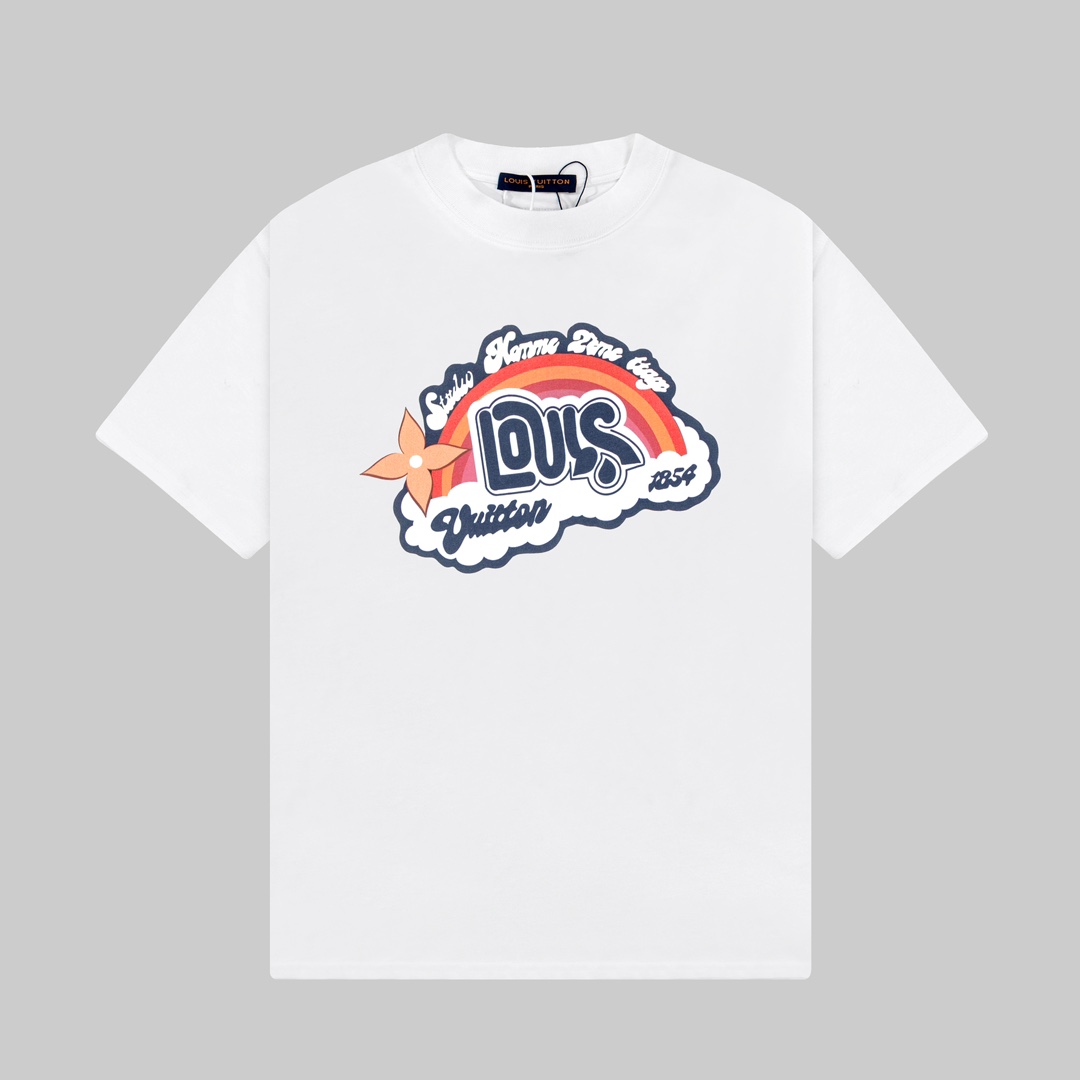 루이비통 남녀공용 레인보우 피른트 반팔 티셔츠