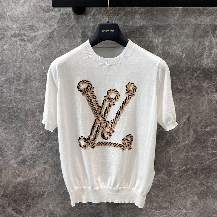 루이비통 트위스트 로프 로고 니트 반팔 상의