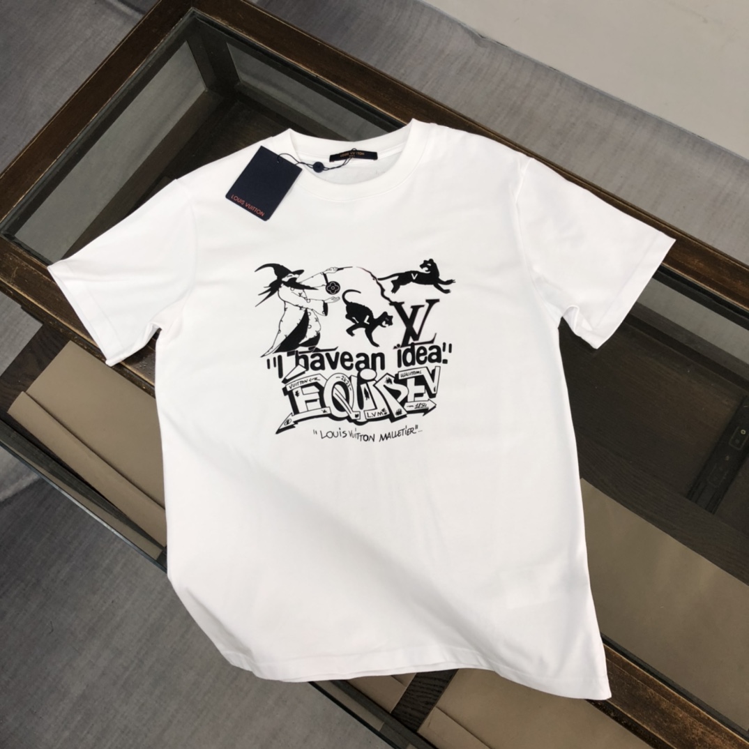 루이비통 남녀공용 라운드넥 반팔 티셔츠