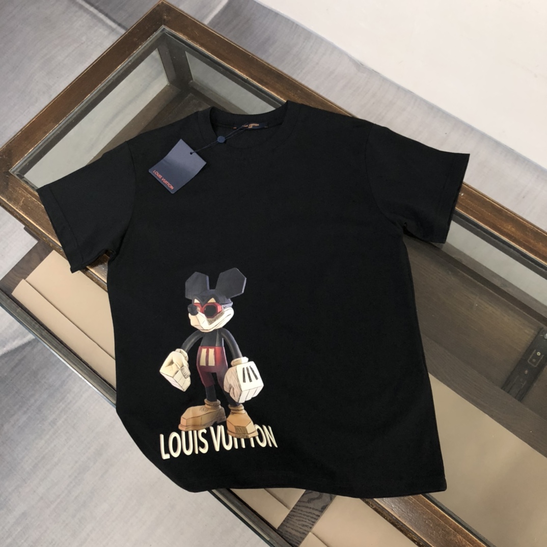 루이비통 남녀공용 라운드넥 반팔 티셔츠
