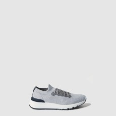 브루넬로 쿠치넬리 코튼 니트와 반광택 송아지 가죽 러너 251MZUPMBO252