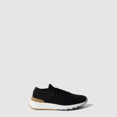 브루넬로 쿠치넬리 코튼 니트와 반광택 송아지 가죽 러너 251MZUPMBO252