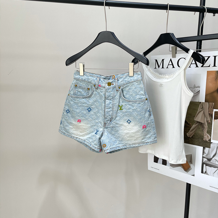 루이비통 라이트 블루 네잎 클로버 데님 반바지