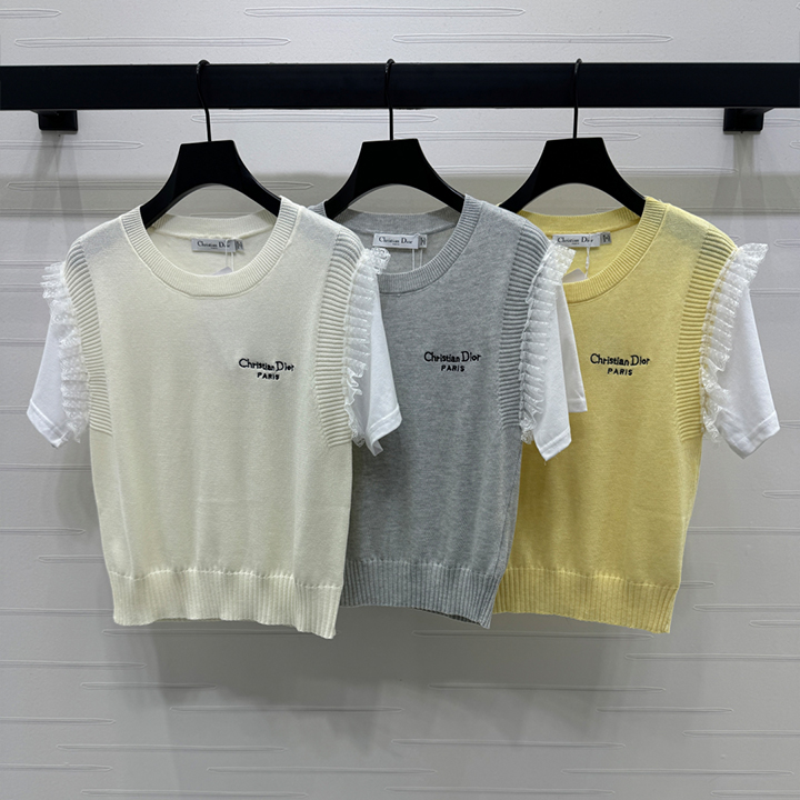 디올 라운드넥 니트 반소매