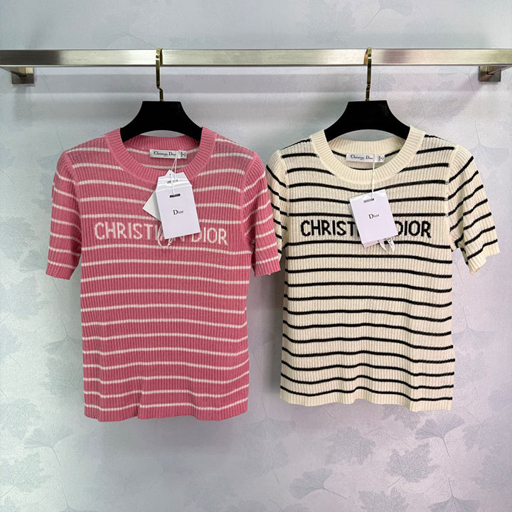 디올 스트라이프 니트 반팔