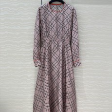 버버리 100% 실크 프린트 드레스