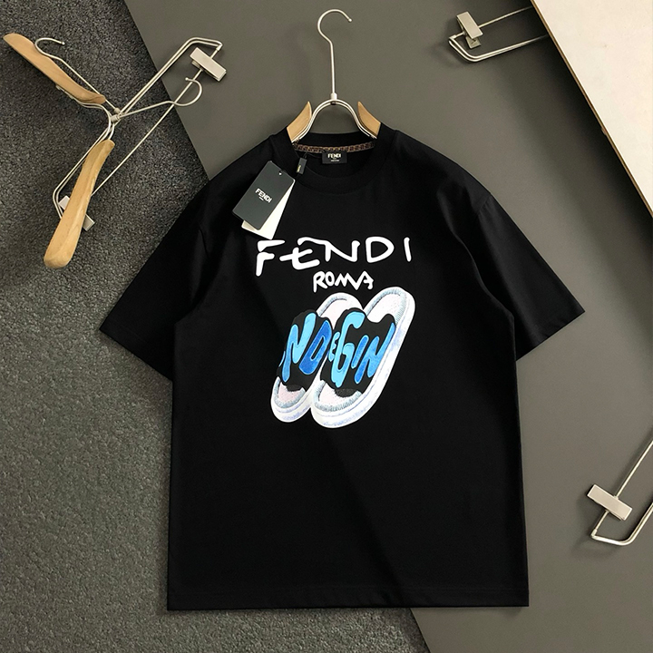 펜디 블랙 프린트 클래식 반팔 티셔츠