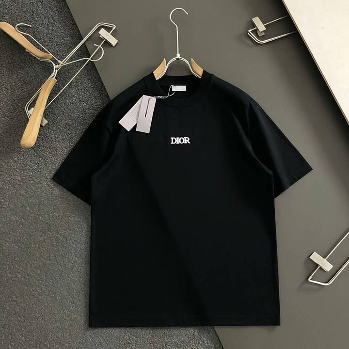 디올 블랙 자수 클래식 반팔 티셔츠