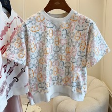 에르메스 프린트 반팔 스웨트셔츠