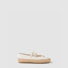 프라다 나파 가죽 및 라피아 발레리나 1F869N