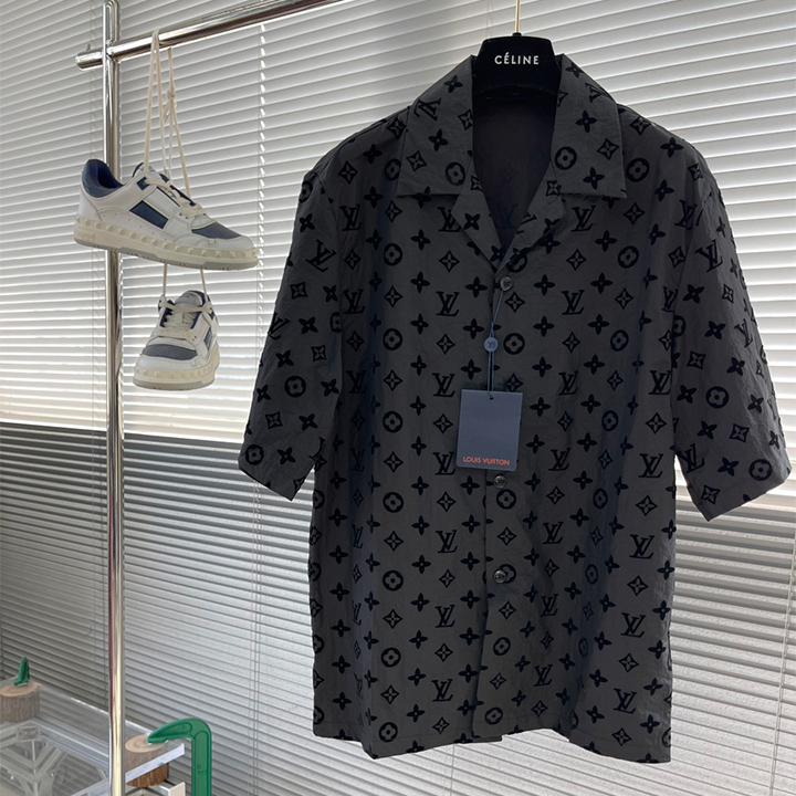 루이비통 Donkey Bran 실크 반팔 폴로 셔츠