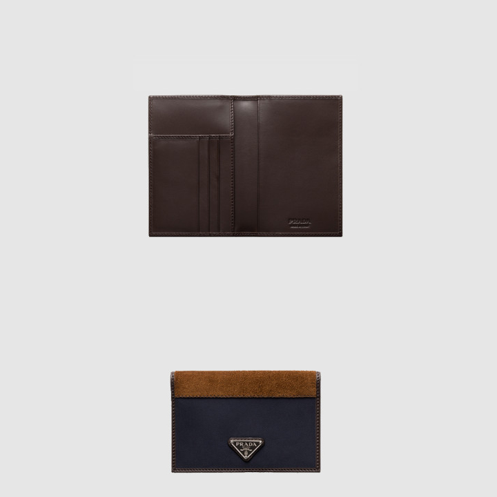 프라다 리나일론 및 가죽 여권 지갑 2MV017