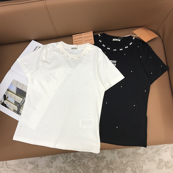 미우미우 라운드넥 반팔 티셔츠