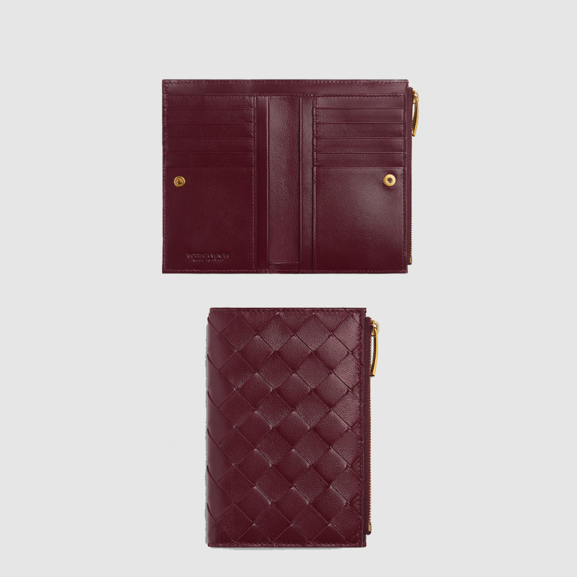보테가베네타 미디엄 인트레치아토 폴더형 지퍼 지갑 749940
