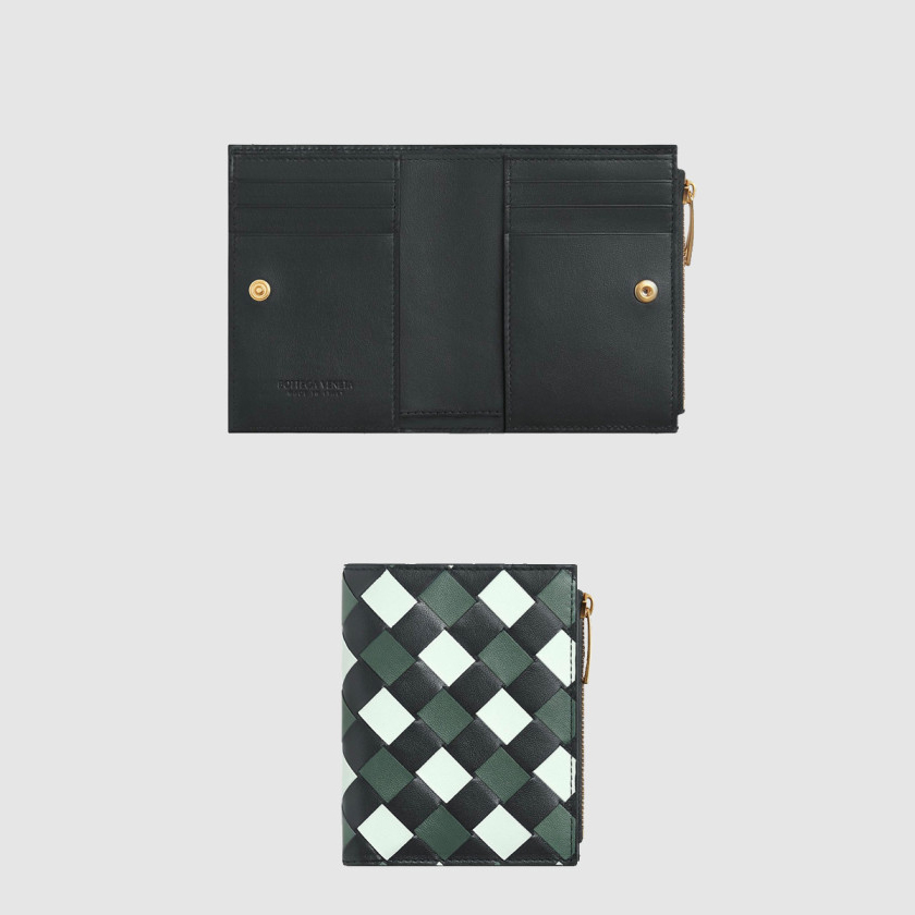 보테가베네타 미디엄 인트레치아토 폴더형 지퍼 지갑 749940