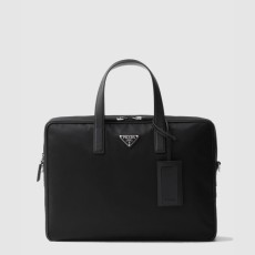 프라다 리나일론 및 사피아노 가죽 브리프케이스 2VE005