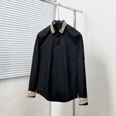 베르사체 칼라 및 커프스 골드 실 바로크 자수 셔츠