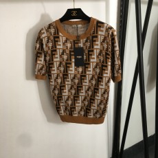 펜디 모노그램 F 레터 풀오버 반팔 니트 탑