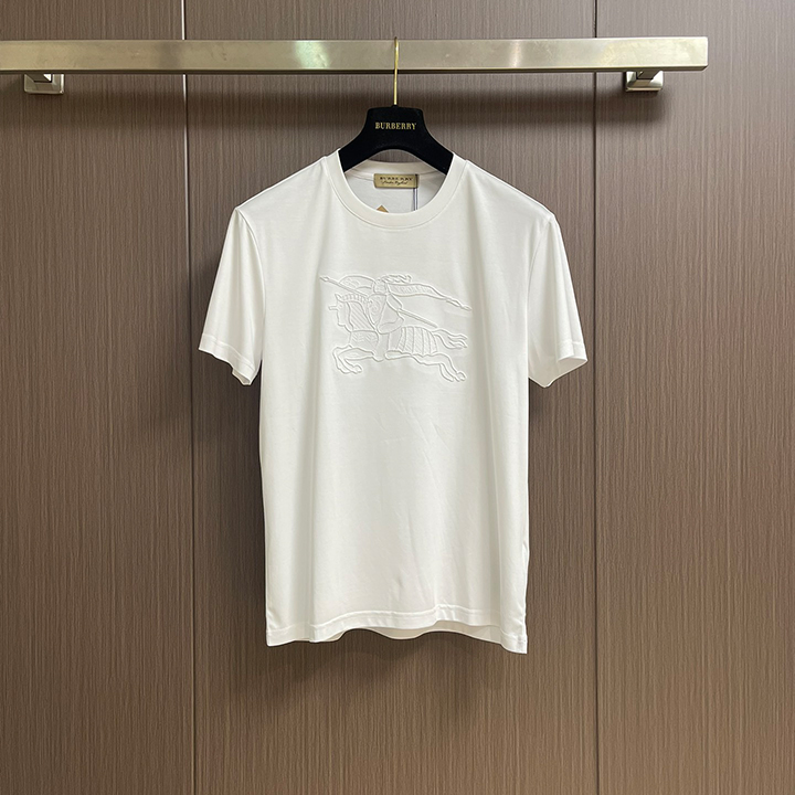 버버리 스팽글 장식 말 반소매 크루넥 티셔츠