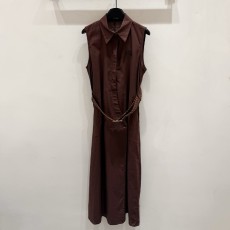 로에베 리넨 슬리브리스 롱 드레스