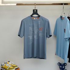 에르메스 2025 여름 신상품 남성 반팔 패션 라운드넥 티셔츠