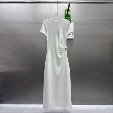 로에베 골드 버튼 헵번 스타일 플리츠 드레스