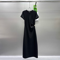 로에베 골드 버튼 헵번 스타일 플리츠 드레스