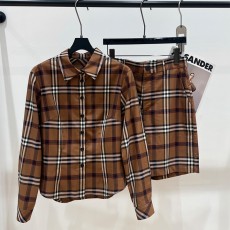 버버리 여름 플레드 슈트, 셔츠 + 4부 팬츠