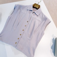 로로피아나 에반젤린 그레이 퍼플 코튼 리넨 베스트 슈트