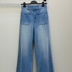 디올 25S 봄/여름 신상품 자카드 모노그램 더블 포켓 밑단 데님 팬츠