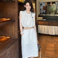 프라다 2025 신상품 드로스트링 베스트 스커트 세트