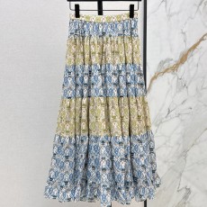 로로피아나 최신 봄 여름 고급 컬러 꽃무늬 롱 스커트