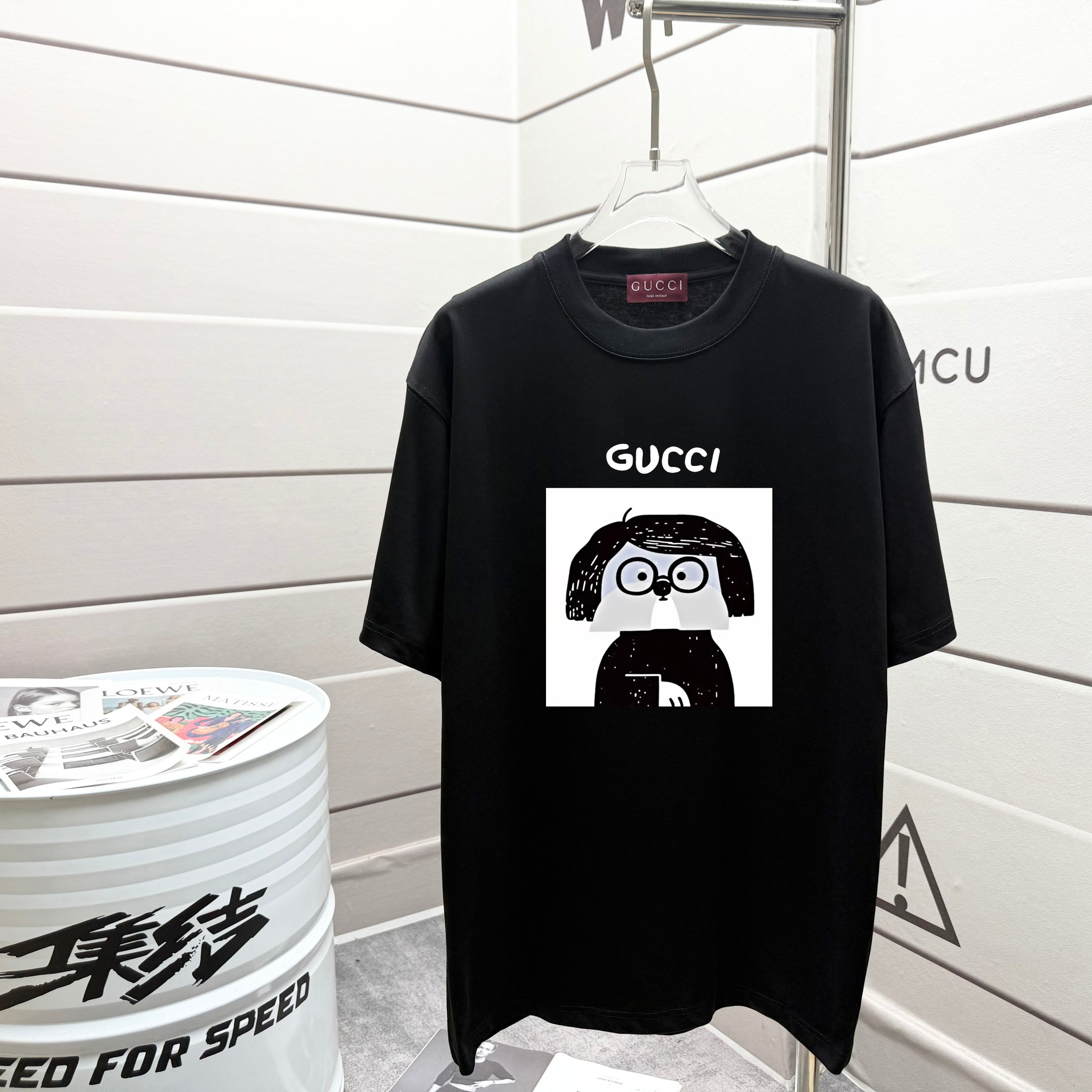 구찌 2025ss 봄/여름 신제품 오리지널 패브릭 공식 반팔 티셔츠